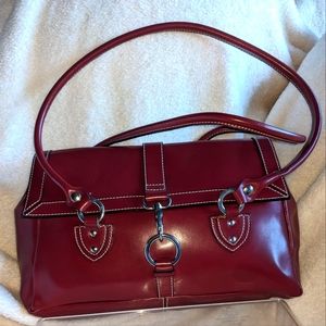 Michael Rome Red Leather Purse, Shoulder Bag, Italian,‎ Silver Toned Hardware